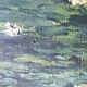 Original oil painting of a landscape with a pond and water lilies by Albert Morhain, 1930.