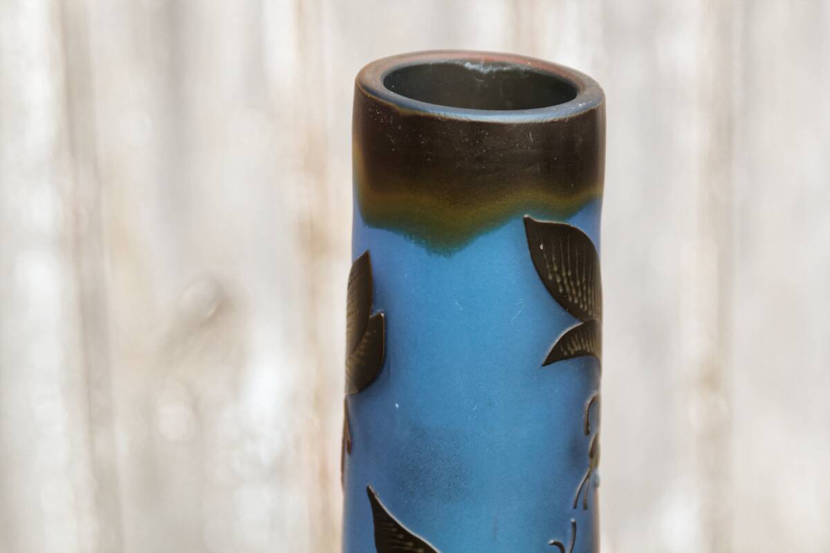 Vase with dragonflies, glass paste, in the style of Gallé