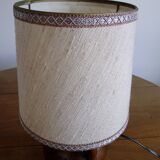 Vintage lamp 60s/70s foot glazed stoneware lampshade woven linen