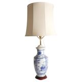 French Blue & White Willow Porcelain Table Lamp, by Louis Drimmer, Limoges