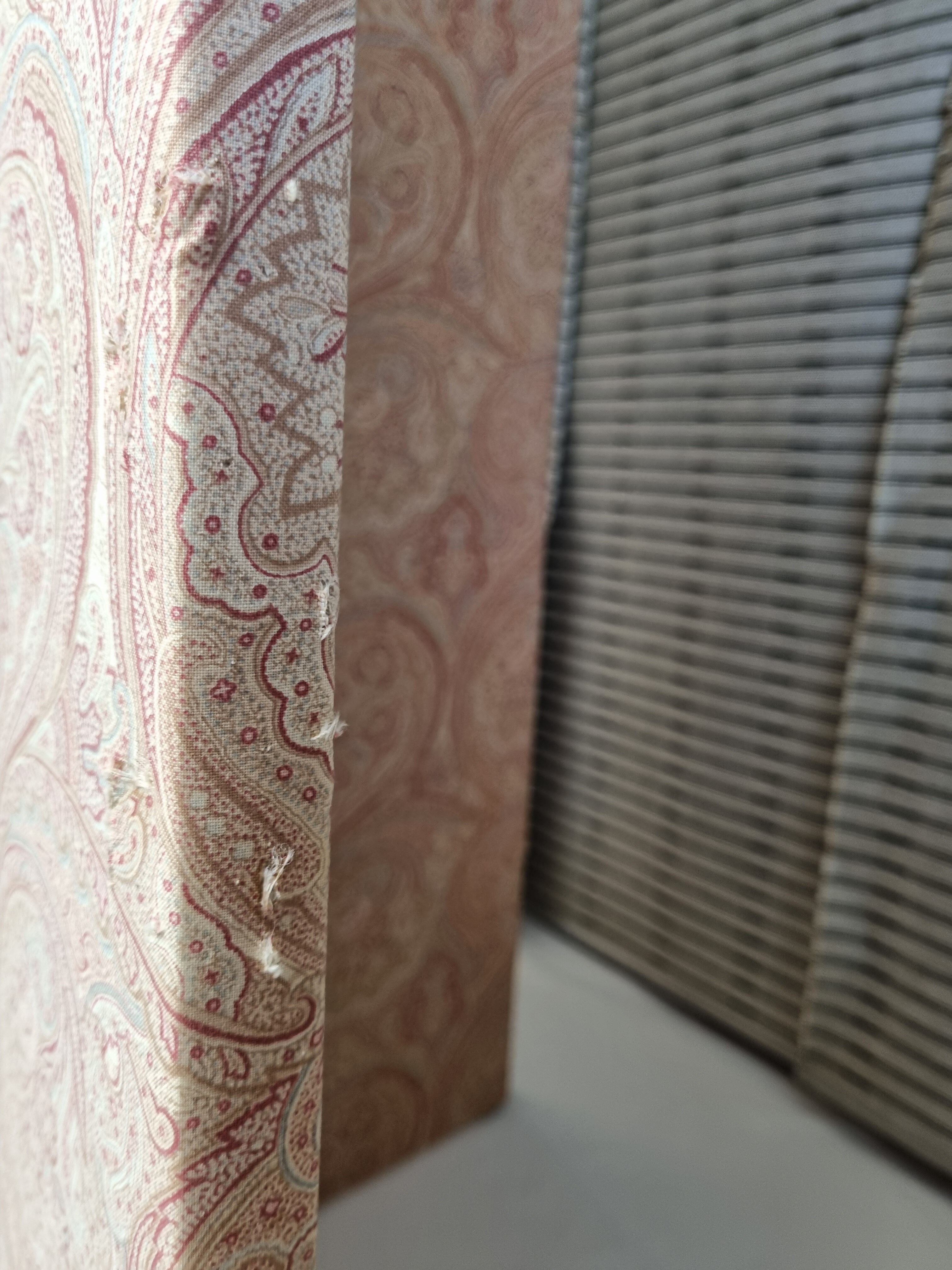 Wooden screen and fabric, powder pink, three panels, 150 cm