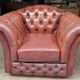 Authentic Vintage Chesterfield Armchair in Burgundy Leather