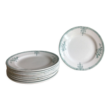 9 dessert plates Saint Amand 4003 art nouveau décor blue-green