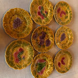 Set of 8 Sarreguemines barbotine dessert plates