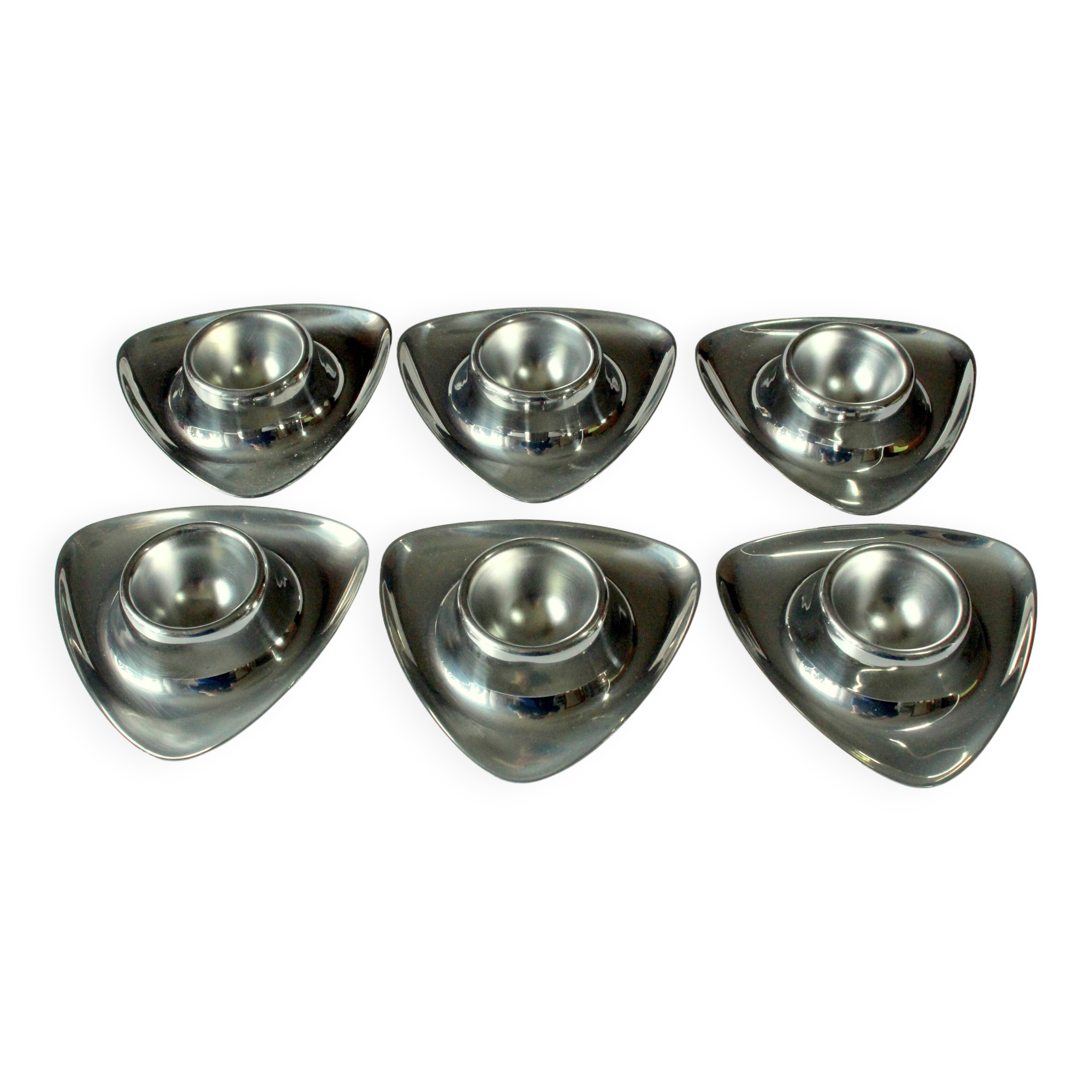 6 stainless steel egg cups by wmf - vintage