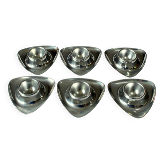 6 stainless steel egg cups by wmf - vintage