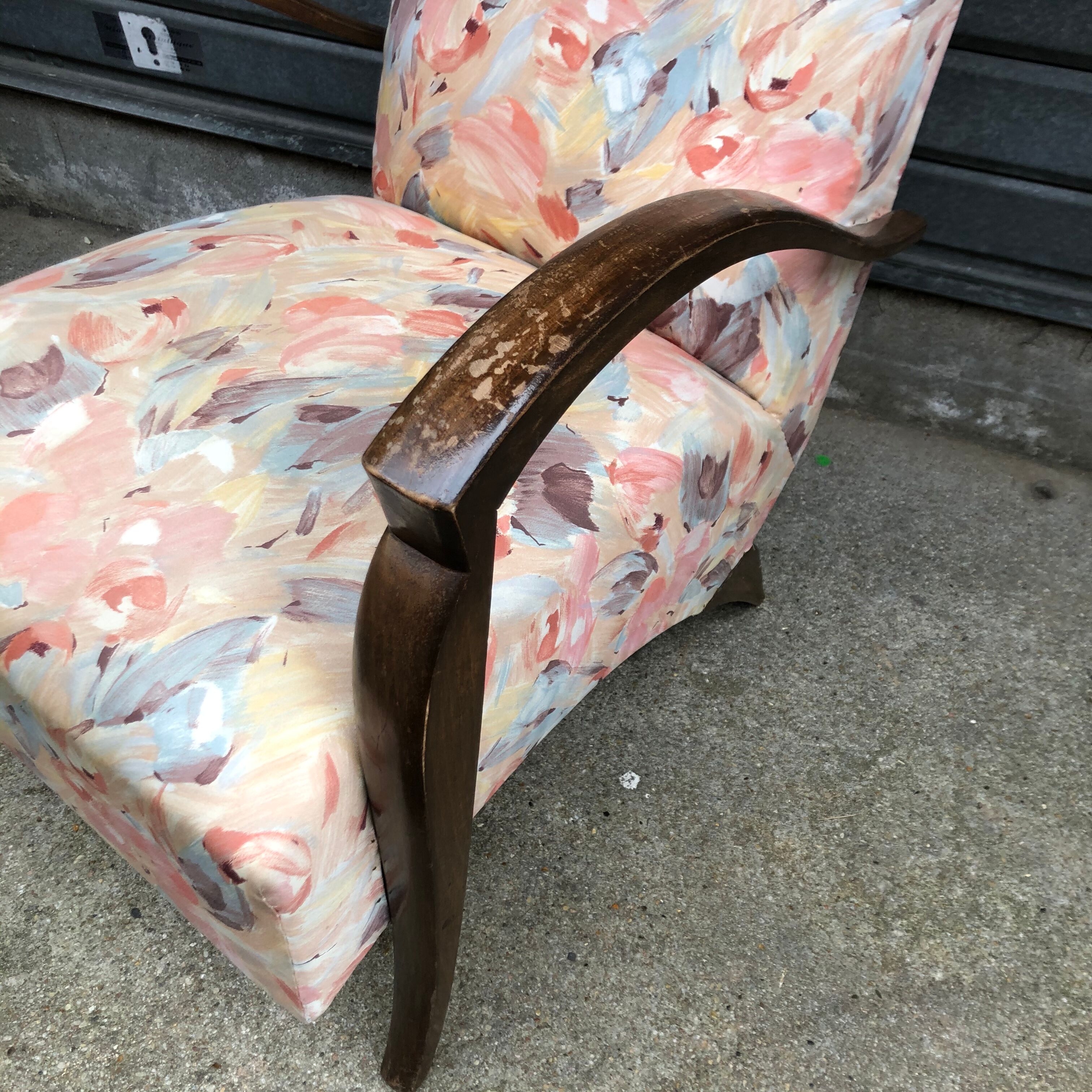Paire de fauteuils art déco tissus d’origine hêtre vernis