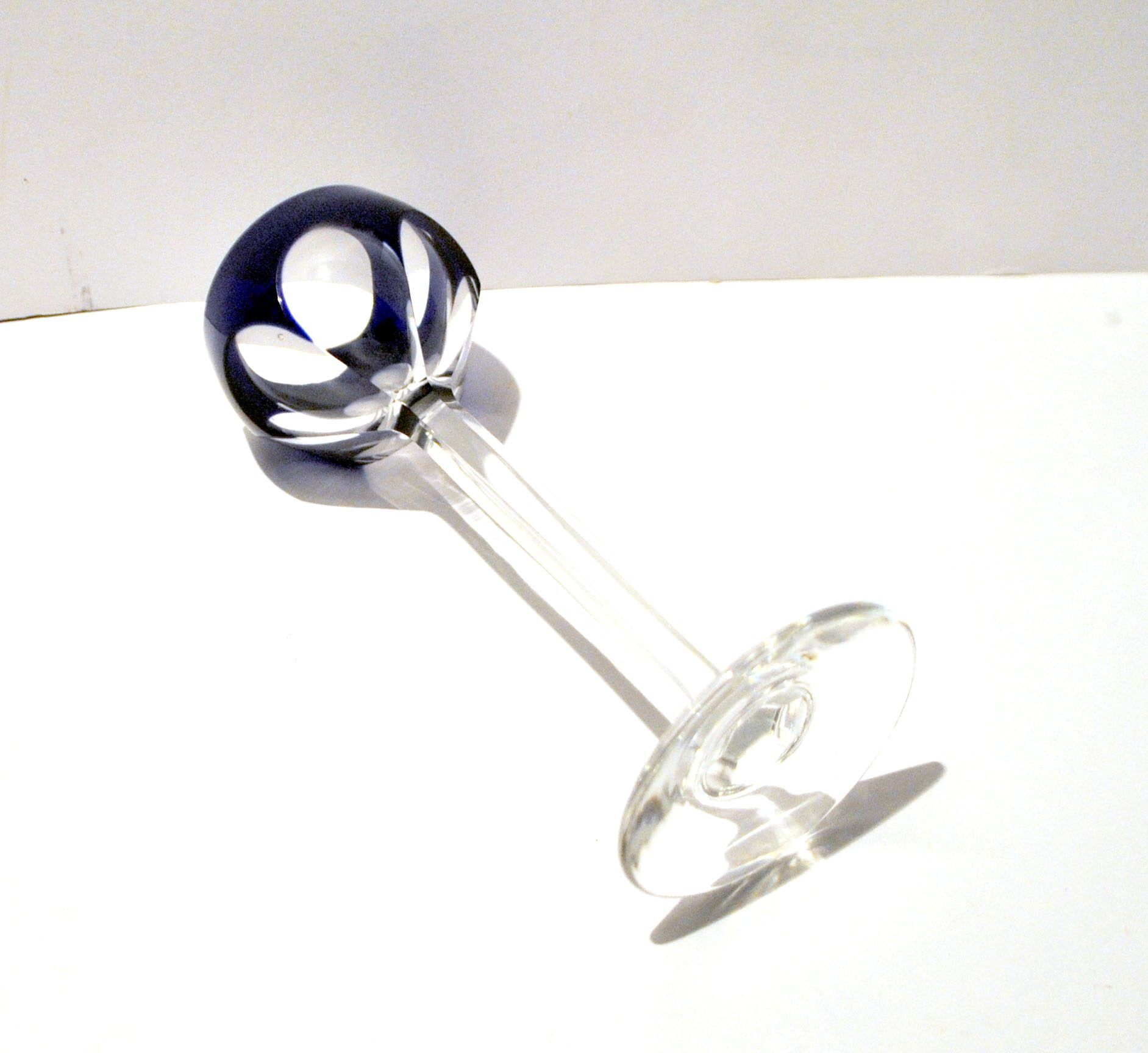 SAINT-LOUIS BRISTOL JOSEPH liqueur glass with overlay, cobalt blue lined crystal