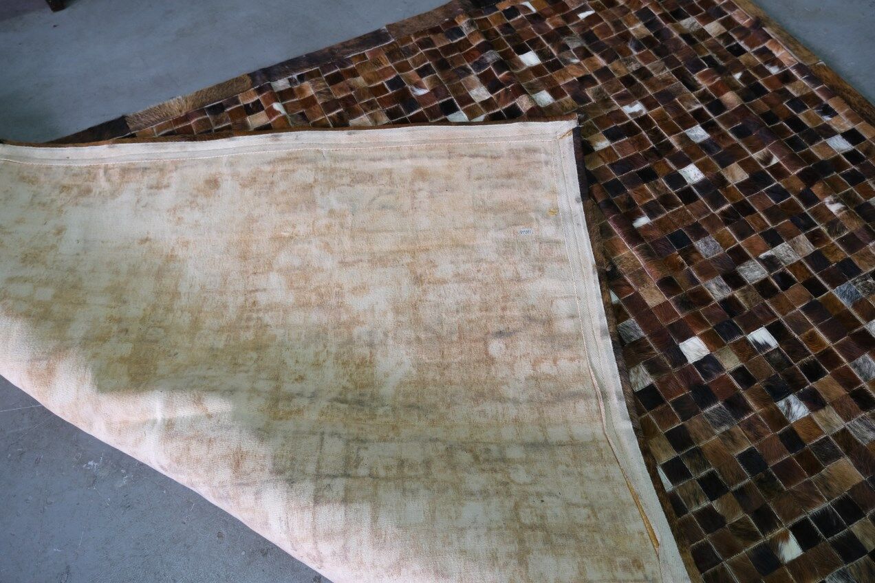 Tapis en cuir de vache vintage en patchwork, années 1970