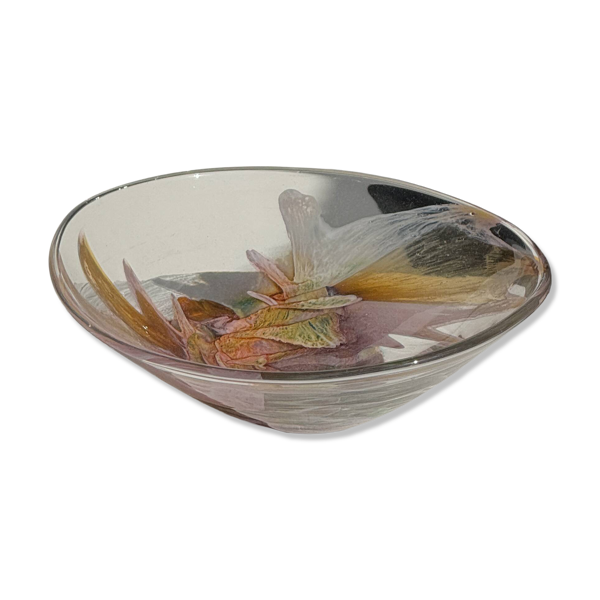 Coupe en verre soufflé rose contemporaine Carlos Vieira D21