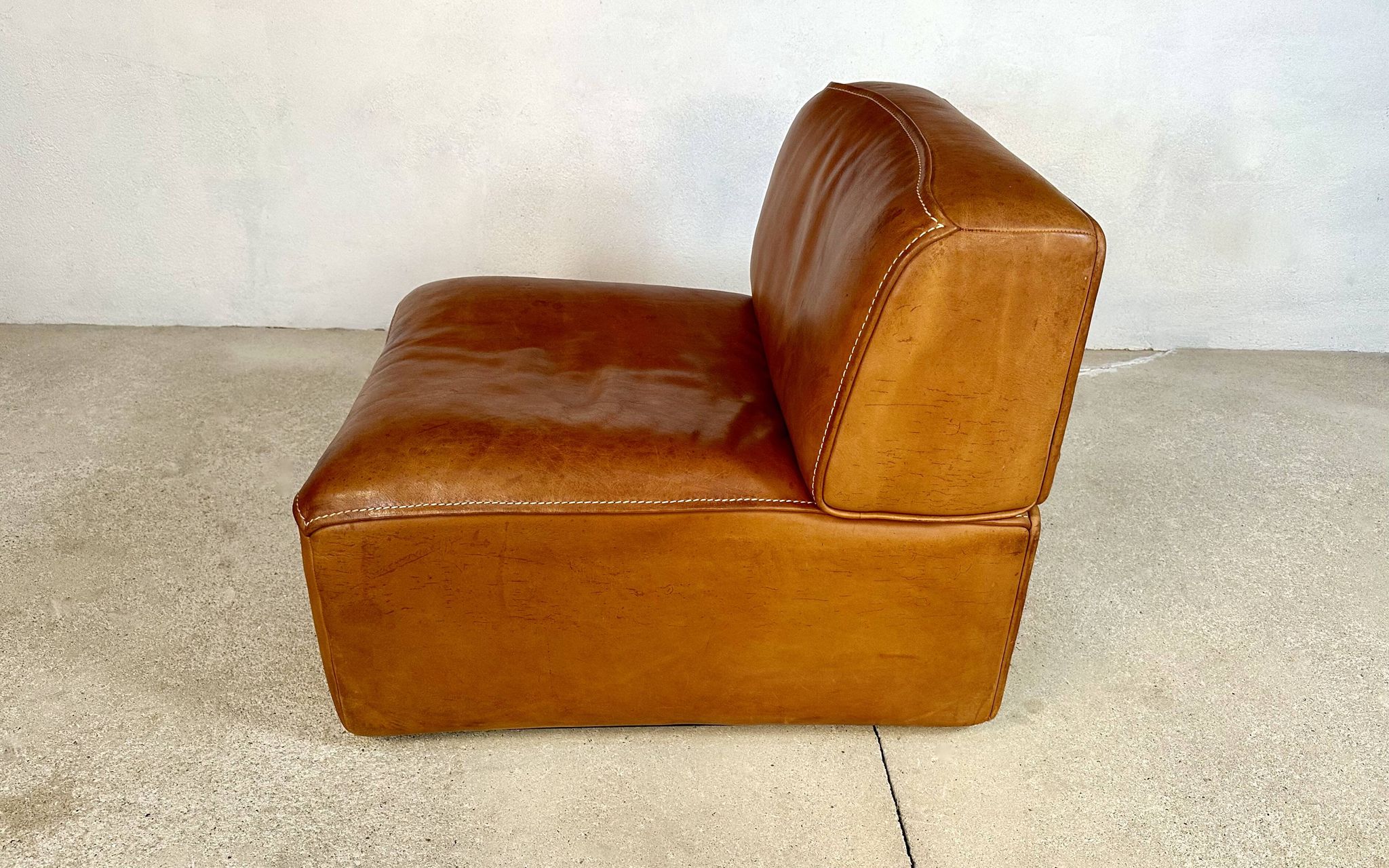 Brutalist Style DS-15 Leather Lounge Chair from De Sede, Switzerland 1970s
