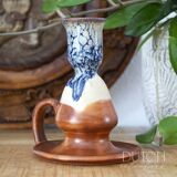 Ceramic Candlestick Holder, Vintage Studio Pottery, Drip Glaze Candleholder
