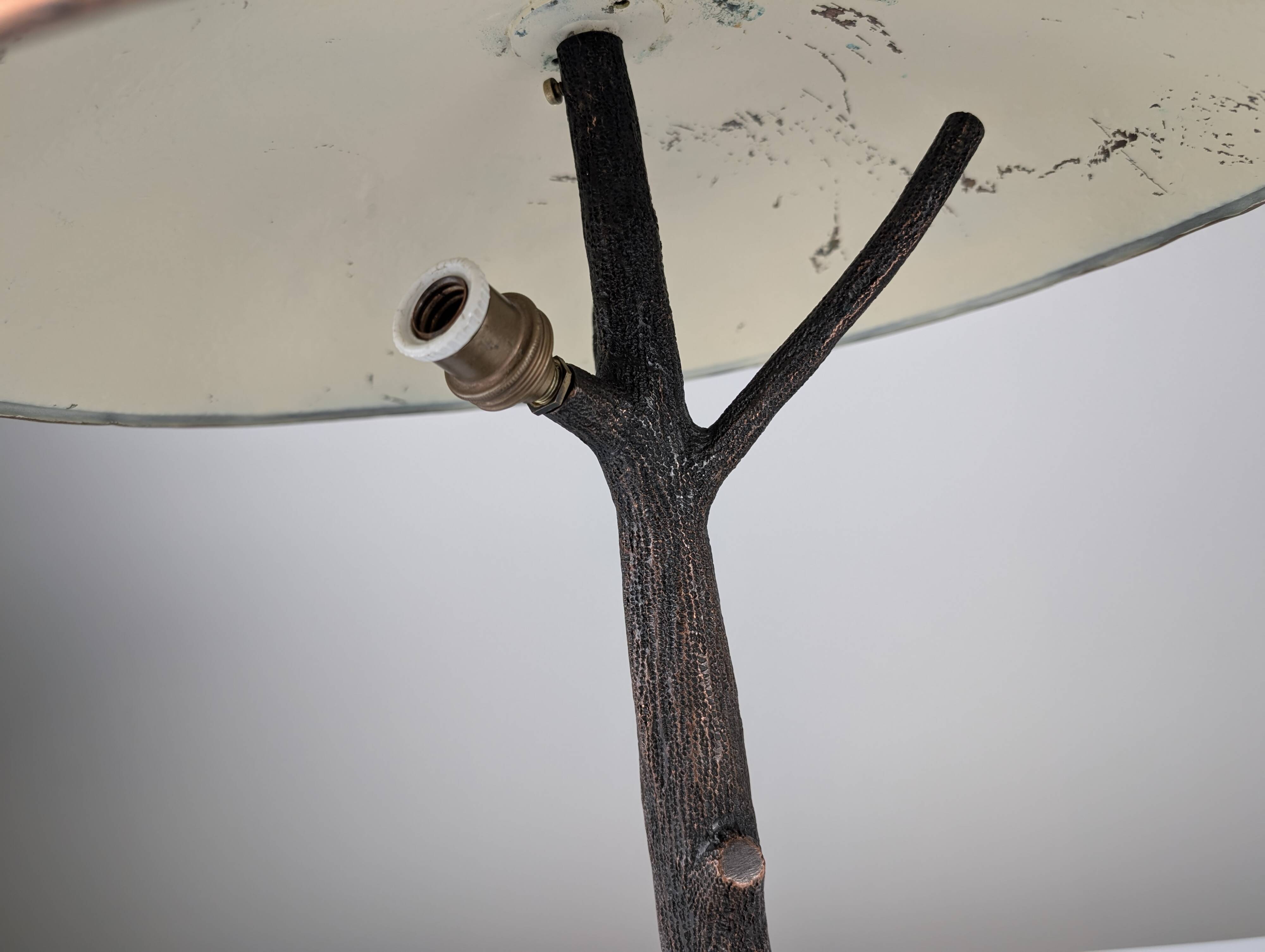 Hammered Copper Sculptural Lamp in the Shape of a Tree, Mid-Century Modern