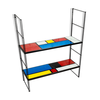 Piet Mondrian style string shelf black uprights 48x58x16