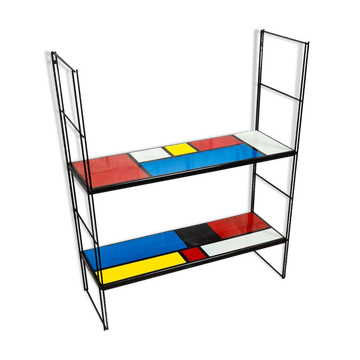 Etagere string style piet mondrian montants noir 48x58x16