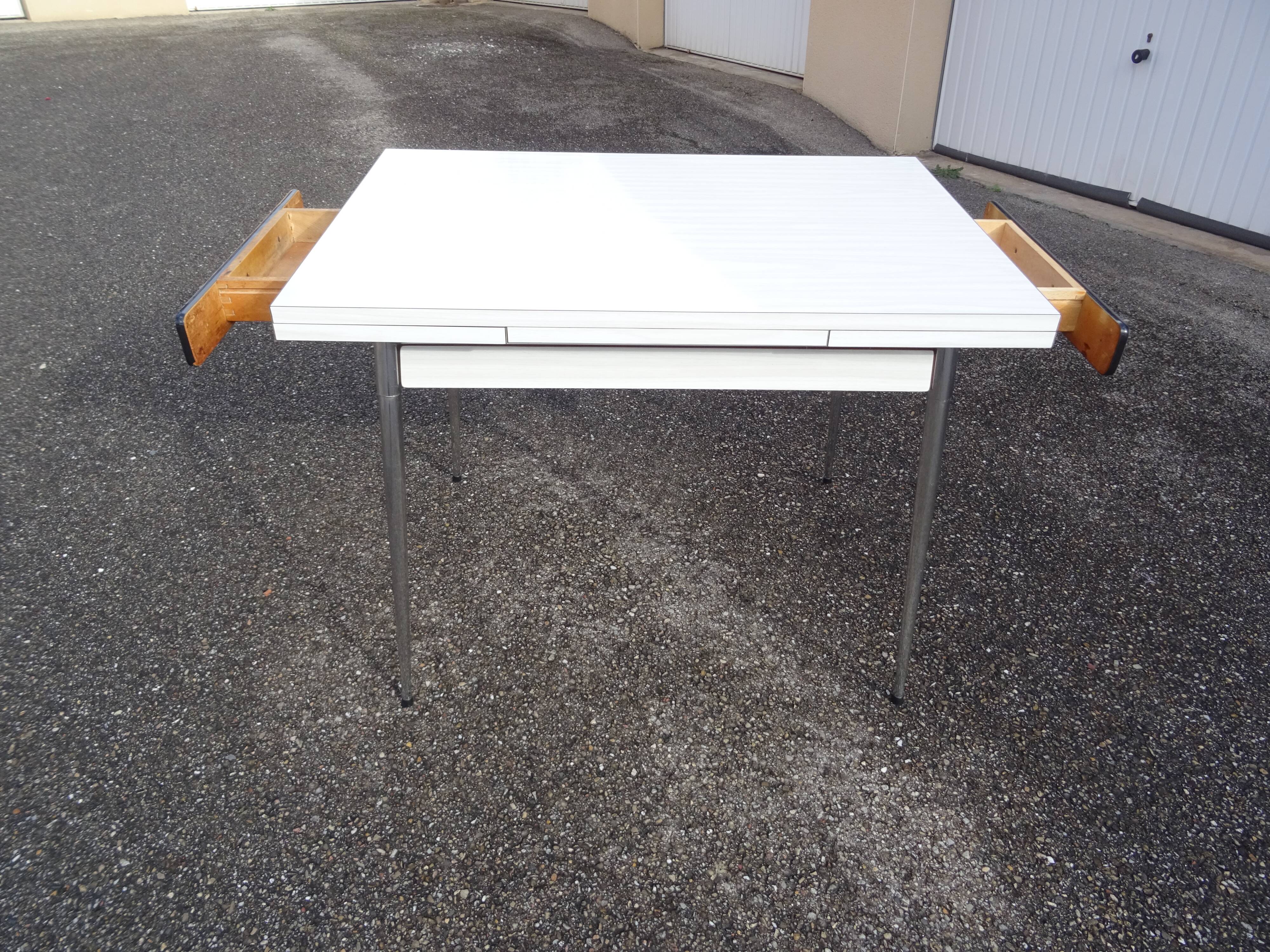 Vintage 60s white formica chrome kitchen table