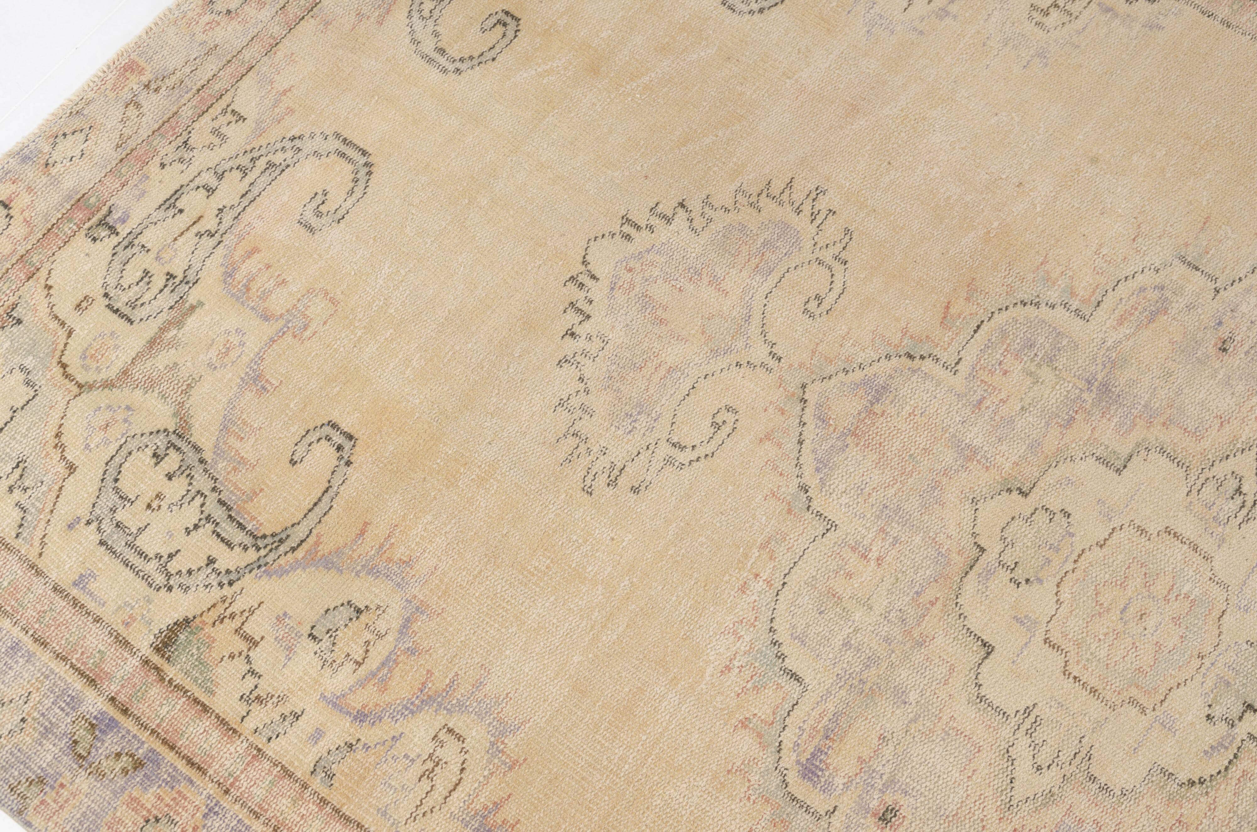 Floral Oushak Vintage Area Carpet