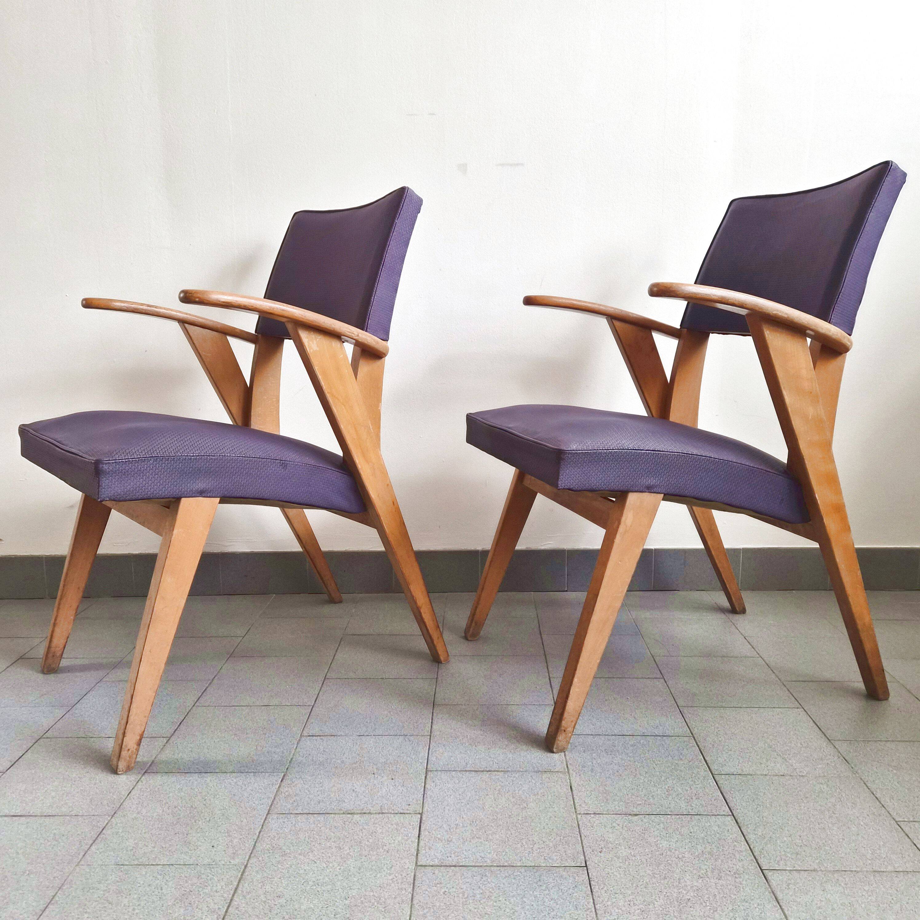 Paire de fauteuils bridge vintage 1950