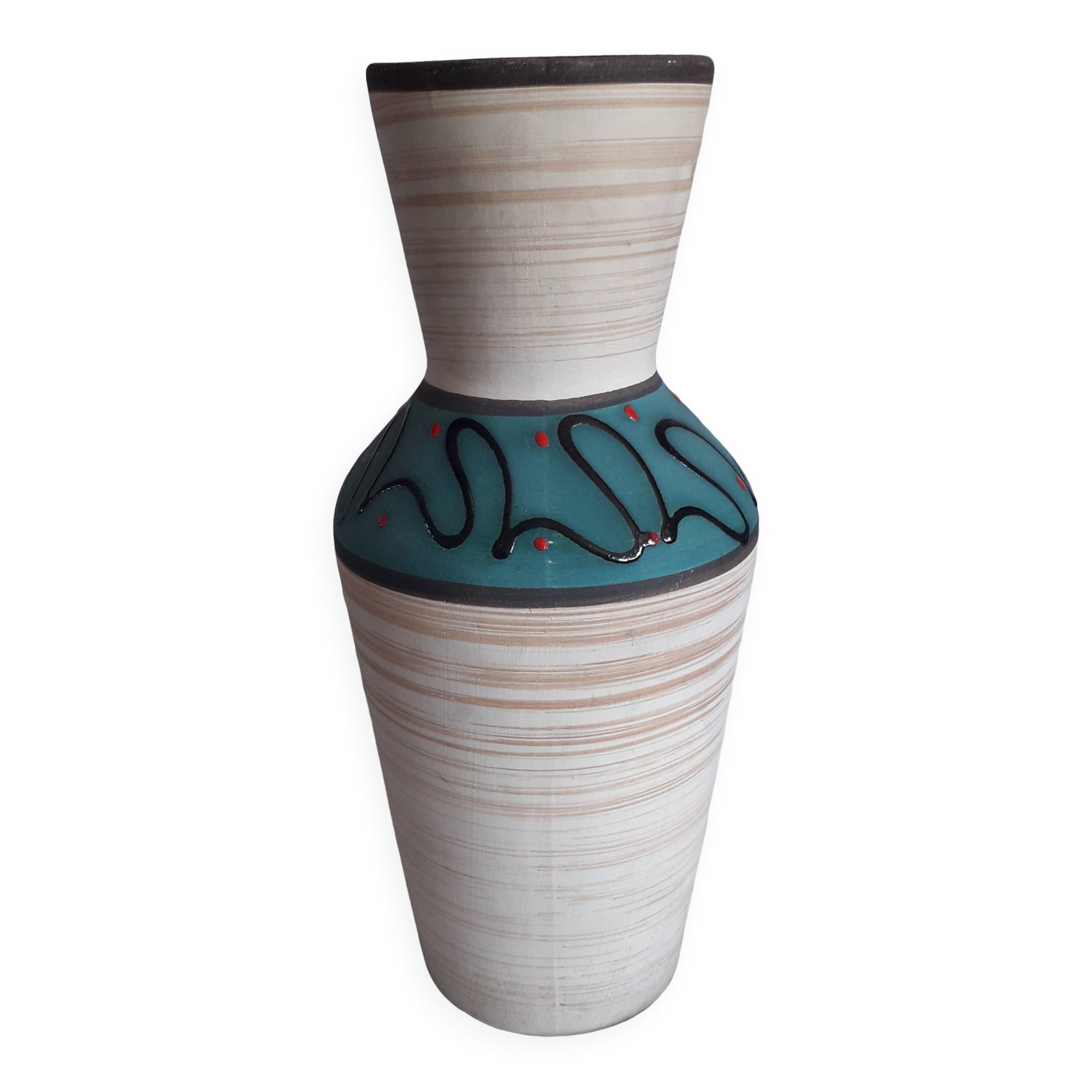 Large vintage ceramic vase signed