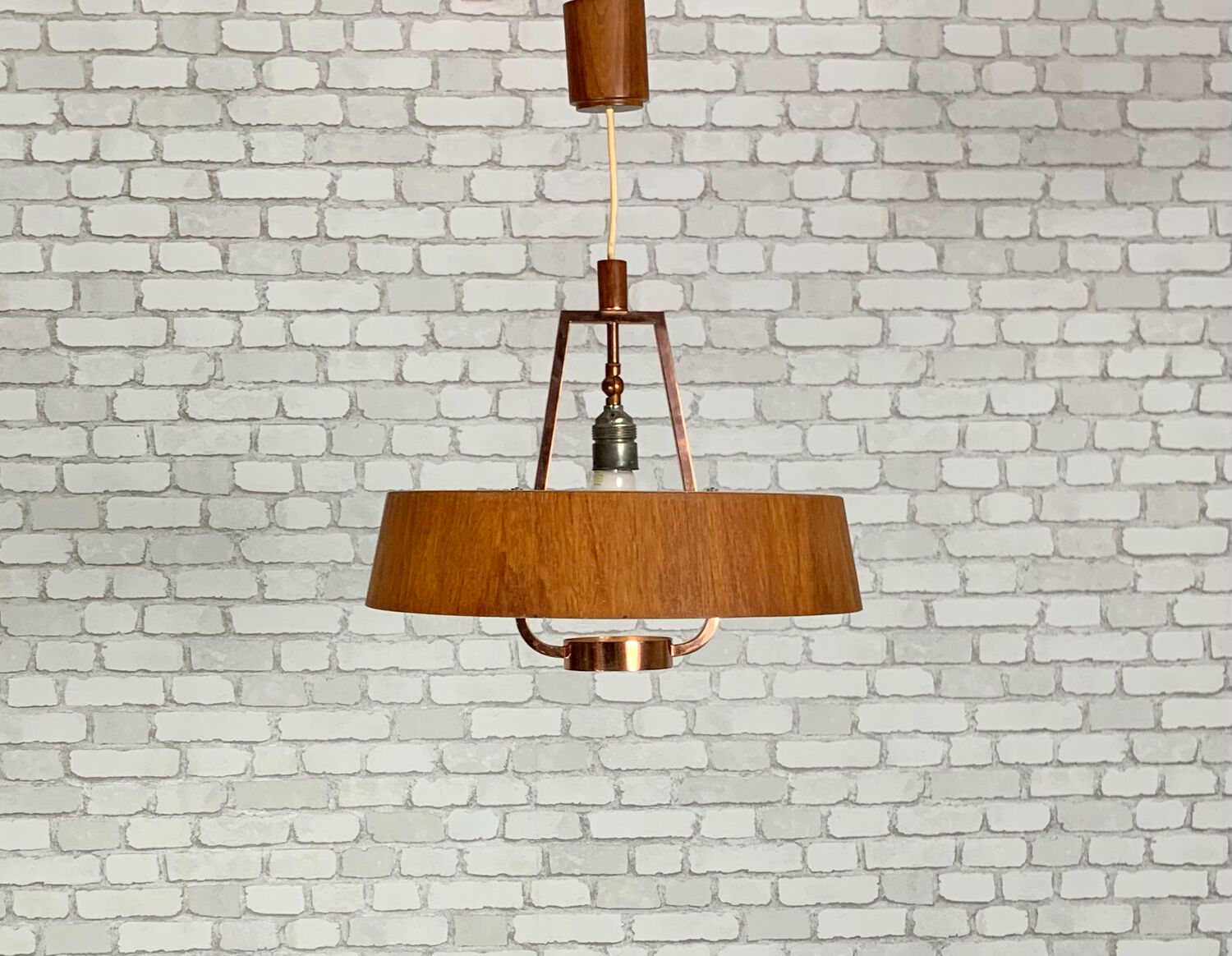 Vintage teak pendant lamp 1970