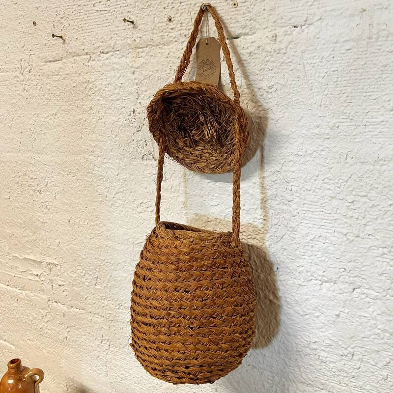 Woven straw basket