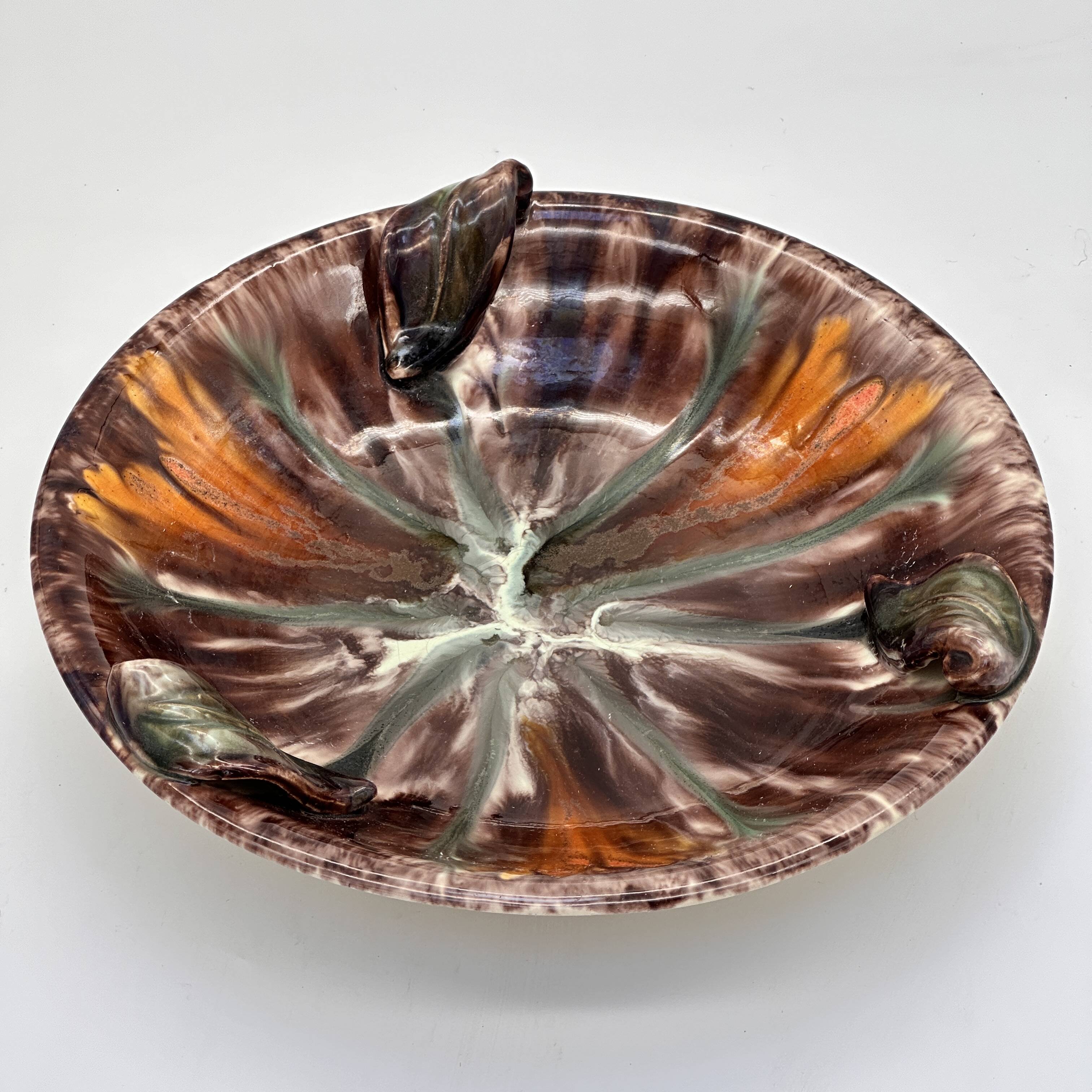 Jaseba tray, majolica, glazed ceramic, germany 1970s