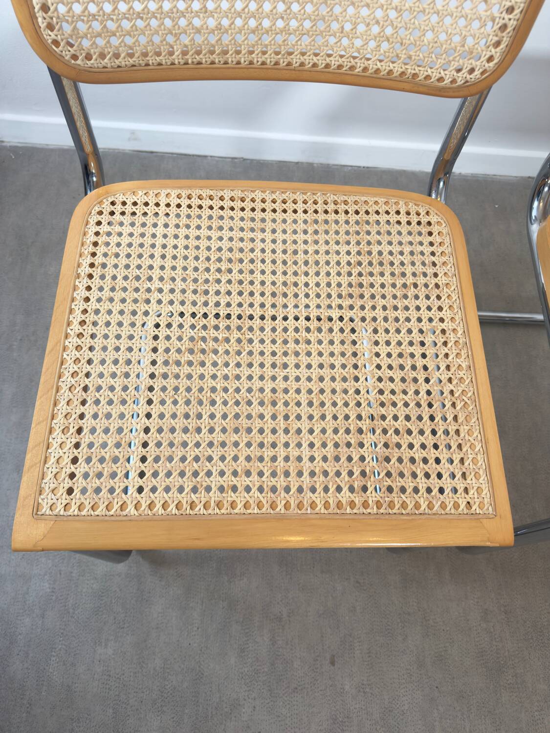 Pair of Marcel Breuer Cesca B32 chairs made in Italy