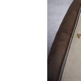 Vintage Mid-Century Danish Modern Brown Leather Swivel Chair and Ottoman