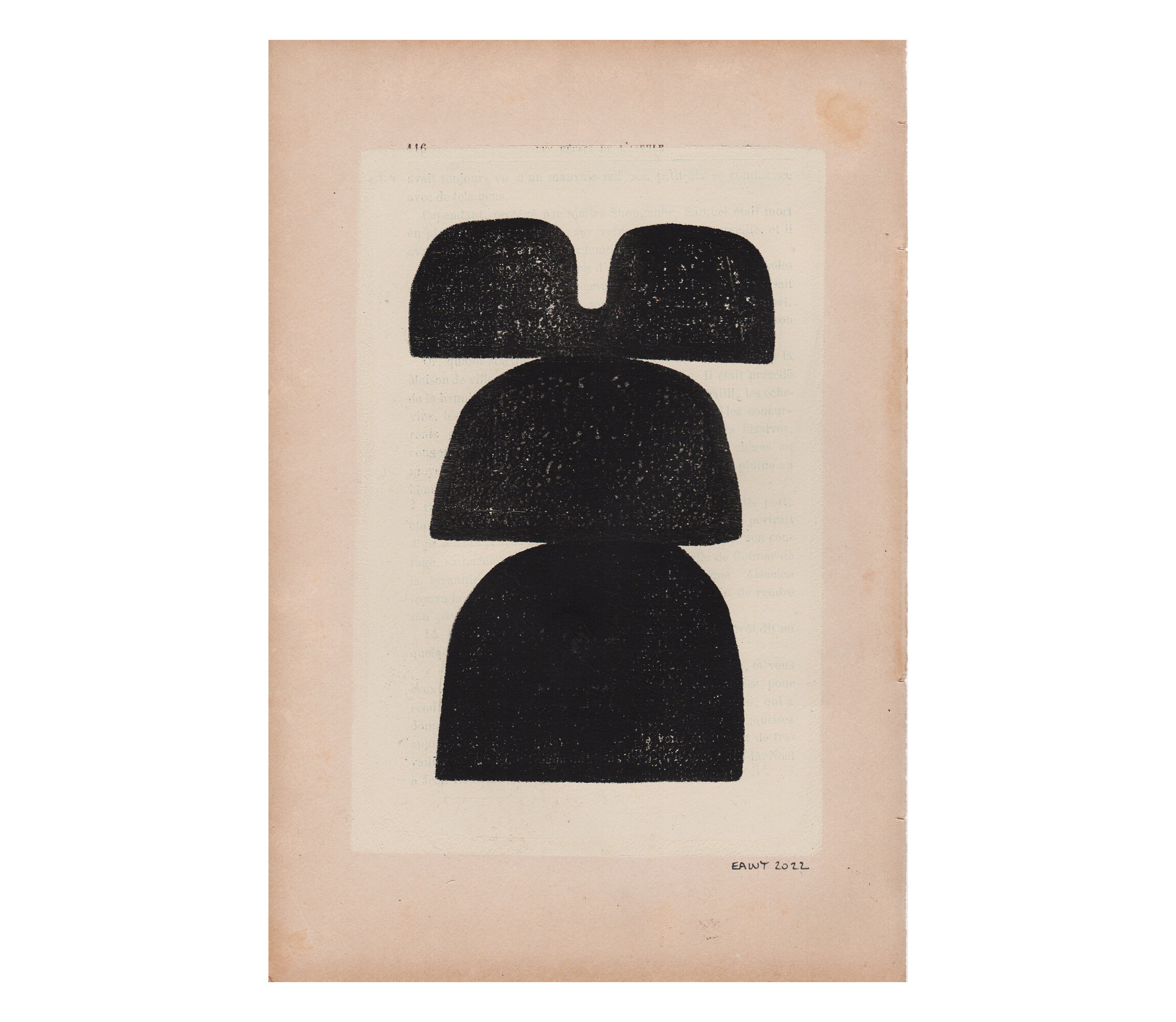 Peinture  sur papier ancien • M680 • signé eawy