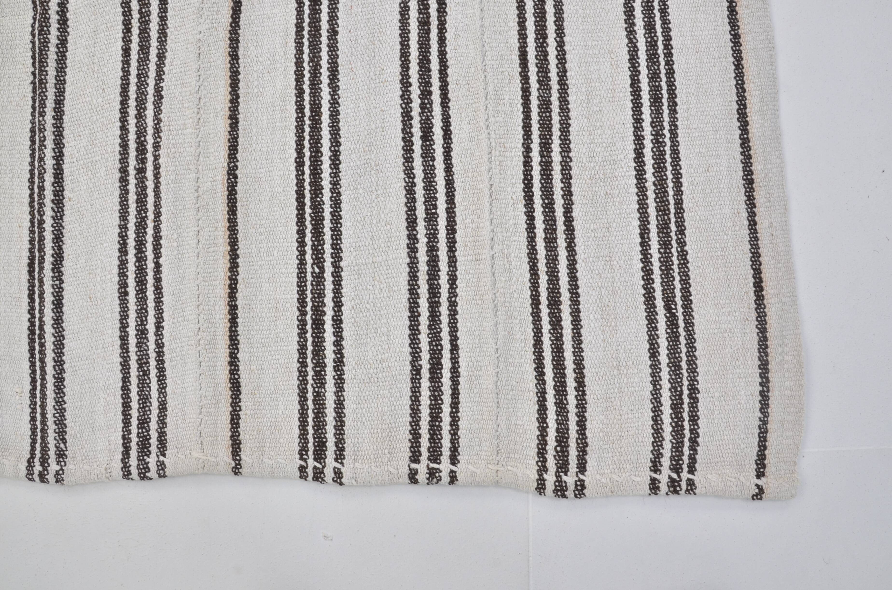 Vintage Anatolian Striped Hemp Kilim Rug, Reference 3665