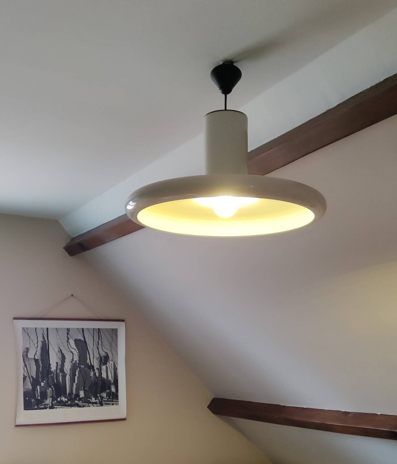 Lita pendant light white lacquered metal xl 60 cm vintage