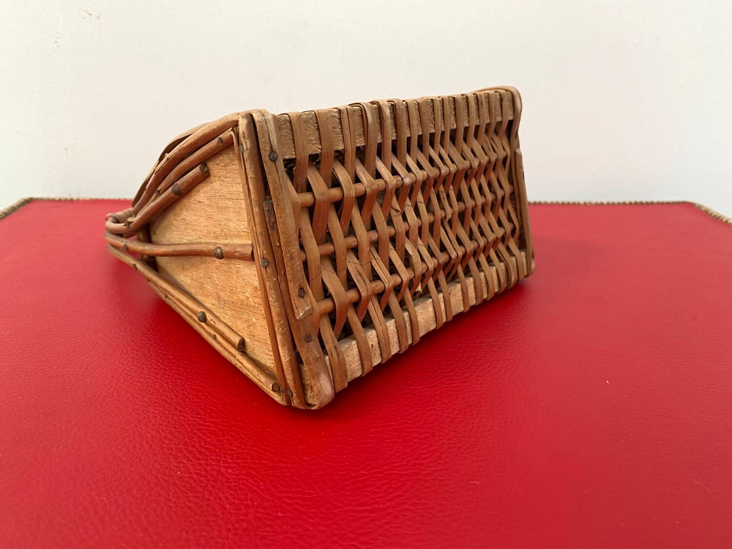 Vintage woven wicker rattan basket