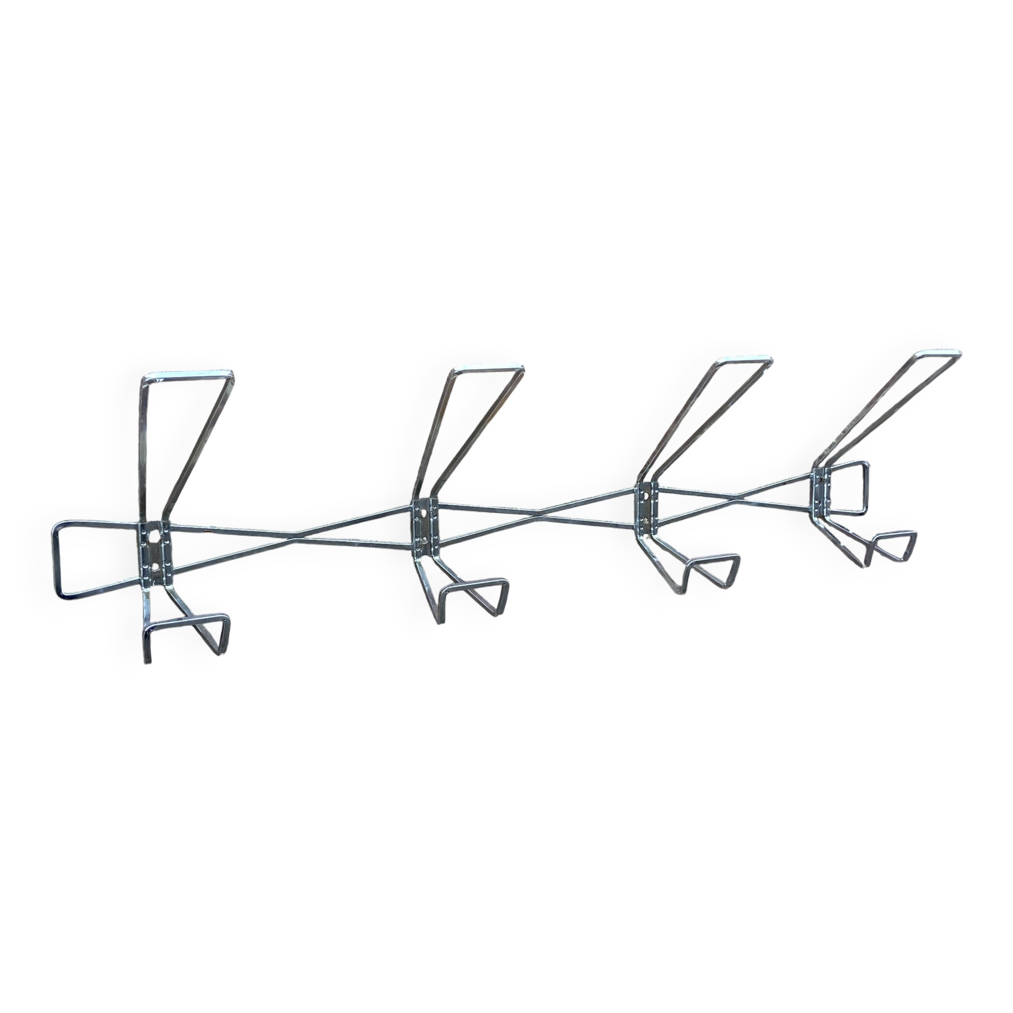 Wall mounted coat rack metal iron vintage mid-century coat hooks 1960s atelier