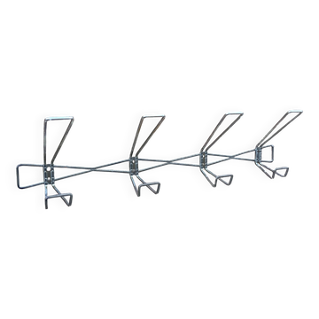 Wall mounted coat rack metal iron vintage mid-century coat hooks 1960s atelier