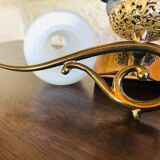 Pair of wall sconces in opaline and brass 60s