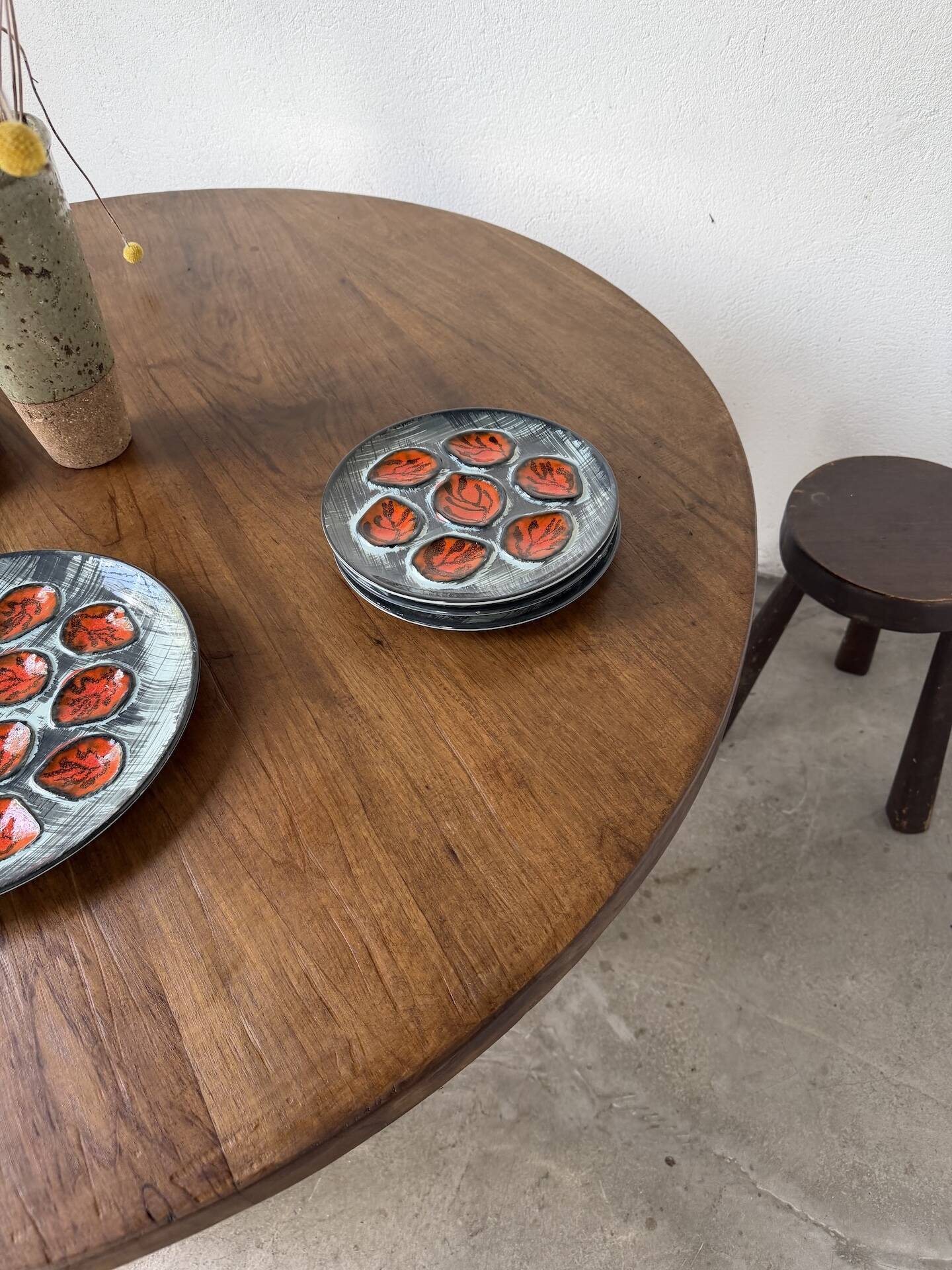 Round table 1950s constructivist walnut