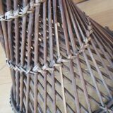 Vintage round wicker and canning side table