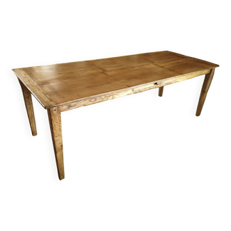 Solid oak farmhouse table with two-plank top