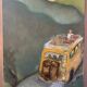 Painting of a character traveling in a bus, van 20th century
