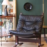 Fauteuil Siesta, Ingmar Relling, cuir noir