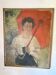 Large old portrait with a parasol, oil on canvas signed, 1917