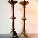 Pair of large Empire solid brass candlesticks – 78 cm