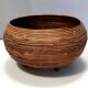 Postmodern Round Wicker and Beech Cachepot / Magazine Rack with Casters, Italy