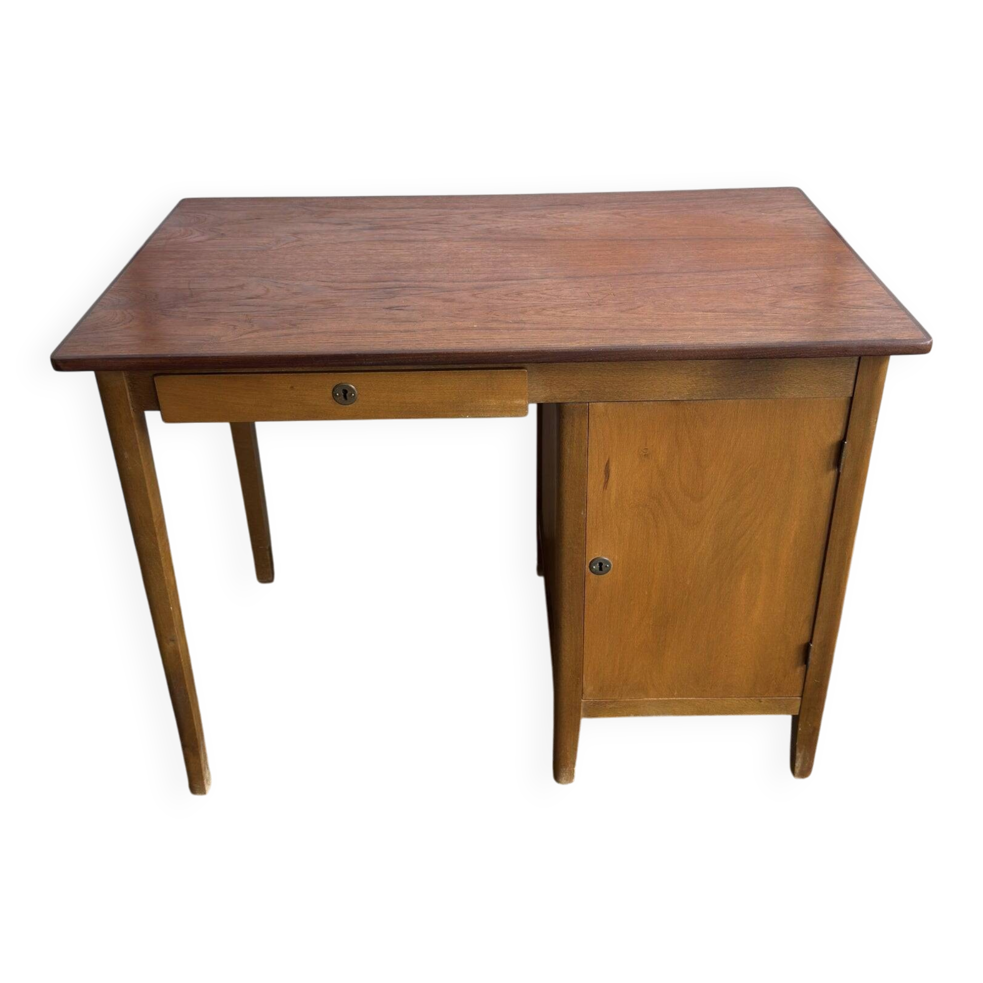 Vintage Danish desk from the 1960s with a drawer and cupboard.