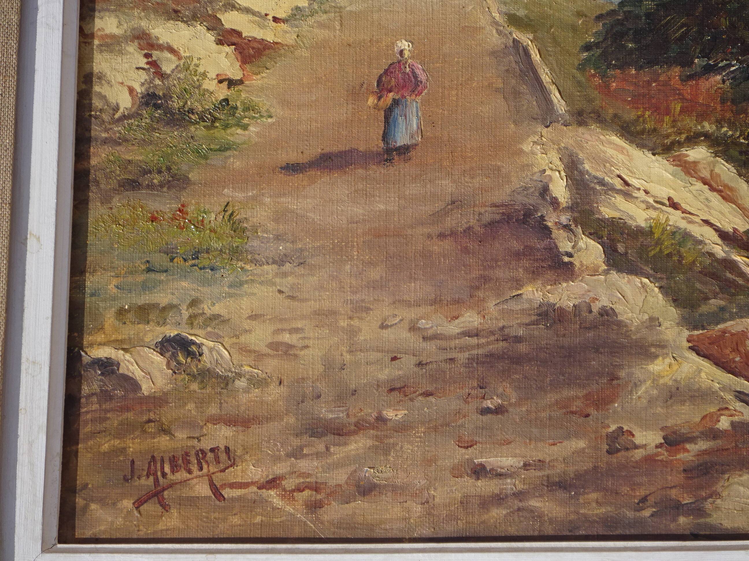 Old painting, landscape of the Calanques de Cassis, signed Alberti.