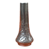 Art Nouveau Vase soliflore P. Chaumette Etain Décor feuilles de chêne