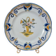 Assiette ancienne en faïence peinte main – panier fleuri