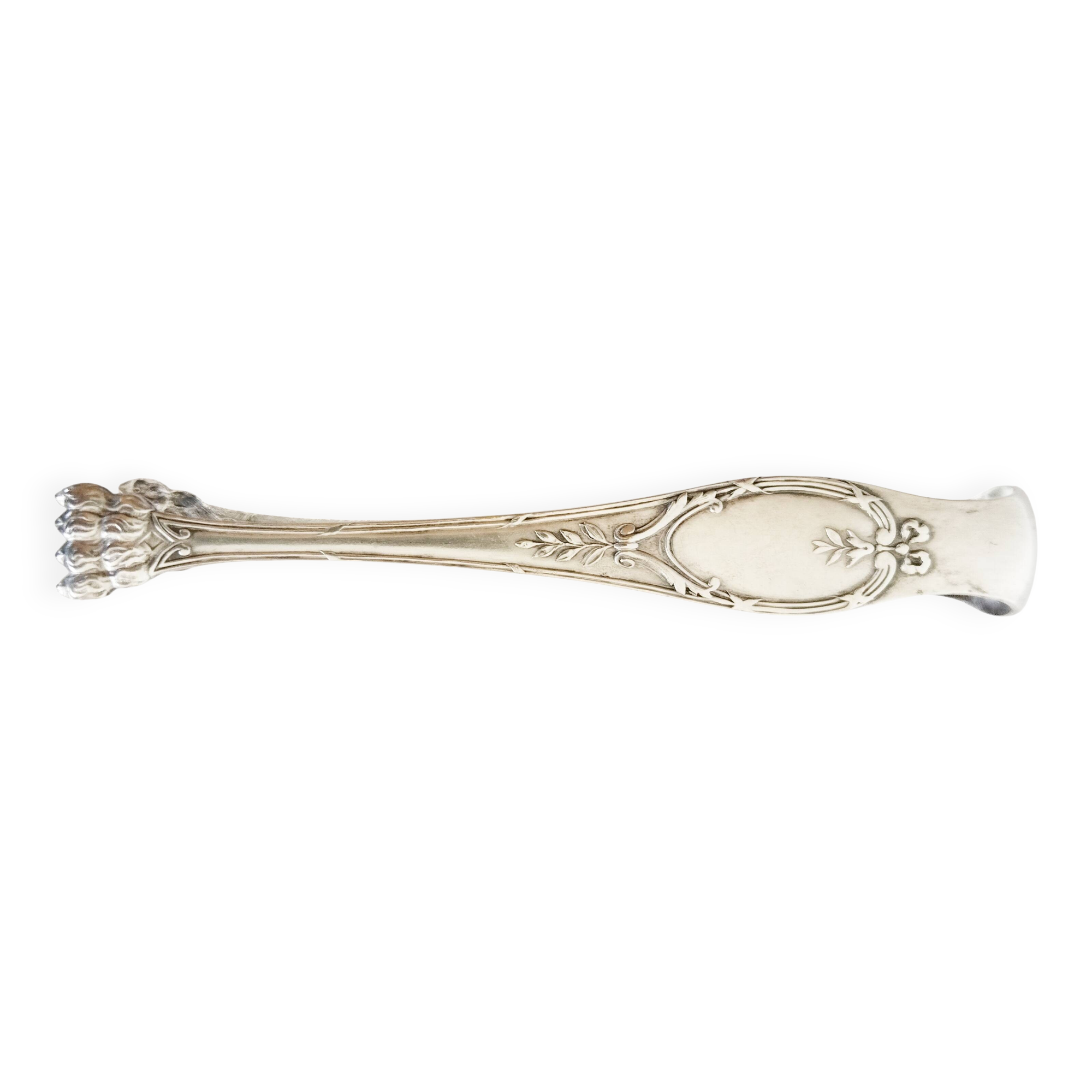 Silver-plated metal sugar or ice cube tongs, lion paws (ref 4)