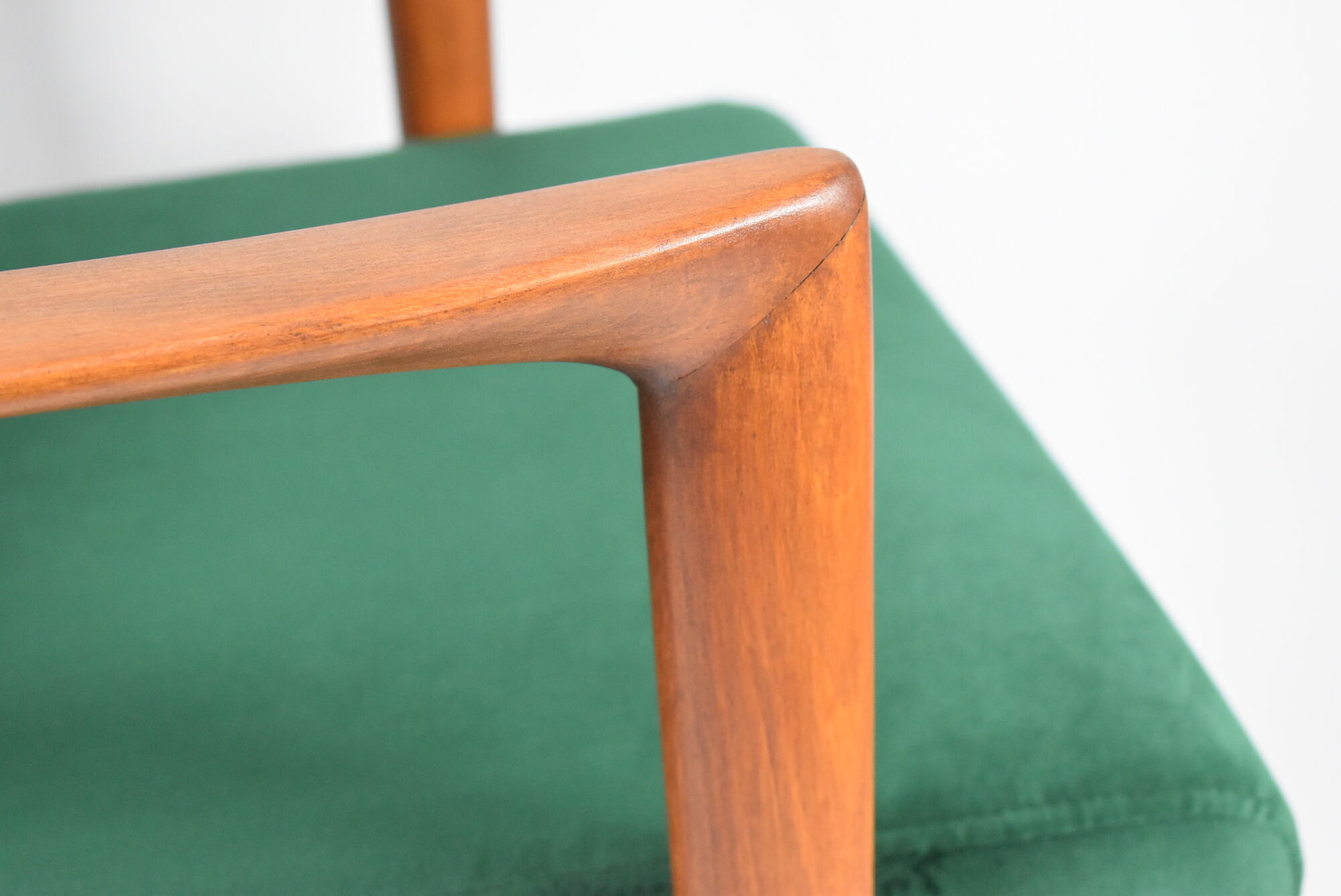 Scandinavian armchair "Stefan", restored, 60s, green bottle velvet