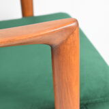 Scandinavian armchair "Stefan", restored, 60s, green bottle velvet